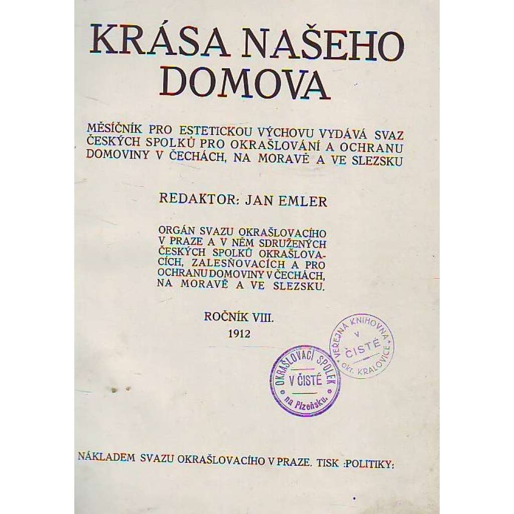 KRÁSA NAŠEHO DOMOVA. ROČNÍK VIII. 1912